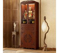 Armoire D'autel Bouddhiste Avec Étagère Coulissante, Construction Robuste for Supporter Le Poids, Conception Bien Pensée, Idéal for Le Culte Au Temple(S,Double drawer clear door)