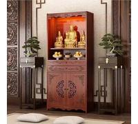 Armoire D'autel Bouddhiste Avec Étagère Coulissante, Construction Robuste for Supporter Le Poids, Conception Bien Pensée, Idéal for Le Culte Au Temple(L,Double drawer with door)