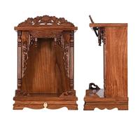 Armoire d'autel de Bouddha, Niche Murale en Bois Massif avec Panneau de Rangement Coulissant for la Maison et Le Temple(Walnut,14.2 * 11 * 22in)