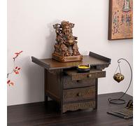 Armoire d'autel de méditation avec tiroirs de rangement, table Puja pour prières, rituels et divination, table de porche compacte avec planche coulissante