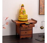 Armoire d'autel de méditation avec tiroirs de rangement, table Puja pour prières, rituels et divination, table de porche compacte avec planche coulissante