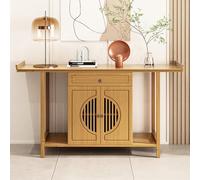 Armoire D'Autel de Style Chinois, Meuble D'autel Bouddhiste Ajouré avec Tiroirs de Rangement, Autel de Prière pour La Maison, Le Hall D'entrée Ou Le Salon de Thé(Beige,120cm/47in)