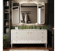 Armoire de 152,4 cm avec évier Miroir de désembuage intelligent en bois massif Blanc H - Fourrure de salle de bain pour les maisons modernes