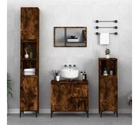 Armoire de bain chêne fumé 30x30x100 cm bois d ingénierie chêne G