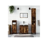 vidaXL Armoire de bain chêne fumé 30x30x190 cm bois d'ingénierie marron