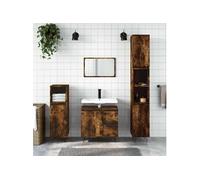 vidaXL Armoire de salle de bain 65×33×60 cm - Placard moderne chêne fumé, 2 tiroirs