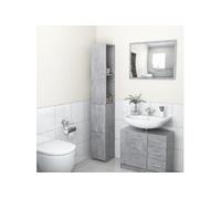 Meuble De Salle De Bain 25x26,5x170 Cm Bois Contreplaqué Gris Béton Design Élégant Rangement Gris