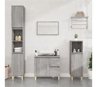 vidaXL Armoire de bain – Colonne 6 compartiments, 2 portes – Scandinave Sonoma gris