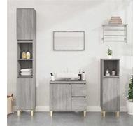 vidaXL Armoire de salle de bain Meuble de rangement scandinave 2 tiroirs compartiment Sonoma gris