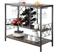 Armoire de bar industrielle, table à vin de 1 m pour spiritueux et verres, buffet armoire avec porte-verre & étagère à vin, armoire de bar en bois indépendante de la ferme pour le salon Home Bar
