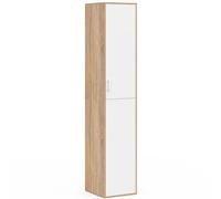 IDMarket - Armoire de Bureau 180 cm Multifonction Sylvia Blanc et Bois 1 Porte 3 étagères