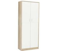 IDMARKET Armoire de bureau MARIA 190 cm multifonction bois et blanc 2 portes 4 étagères