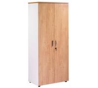 Armoire de Bureau 2 Portes Blanche + Chêne Clair INEO - L 80 x l 47.3 x H 180.4 cm