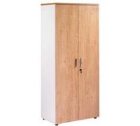 Armoire de Bureau 2 Portes Blanche + Chêne Clair INEO - L 80 x l 47.3 x H 180.4 cm Blanc G