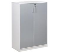 Armoire de Bureau à 2 Portes Gris et Blanc 117 cm Panneaux Particules de Bois