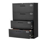 Armoire de Bureau à 4 Tiroirs-VEVOR-Classeur Métallique-avec Serrure et Tiges de Suspension Réglables