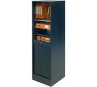 Armoire de bureau à rideau en bois avec serrure MATHA - Noir - 140cm