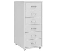 Armoire de bureau - AKOZON - BLL Classeur mobile Gris - 6 tiroirs - Poignée en métal - 4 roues