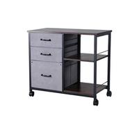 Armoire de Bureau Avec 3 Tiroirs en Tissu et 2 Etagères Ouvertes Capacité 29,94kg