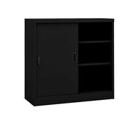 Armoire de bureau avec porte coulissante Noir 90x40x90 cm Acier