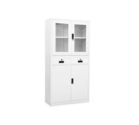 Armoire de bureau Blanc 90x40x180 cm Acier et verre trempé336421
