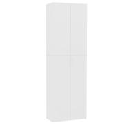 Armoire De Bureau Blanche 60x32x190 Cm Bois Contreplaqué 2 Portes 5 Étagères Blanc