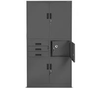 Armoire de Bureau C018S II Métallique Coffre-Fort Compartiment Secret Portes battantes 185 cm x 90 cm x 40 cm (Anthracite)