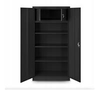 Armoire de bureau en métal noir TOMASZ, 4 étagères, serrure à 3 points