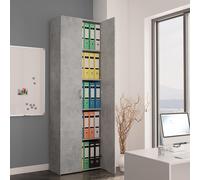 Armoire De Bureau Gris Béton 60x32x190 Cm Bois Contreplaqué 2 Portes 5 Étagères Gris