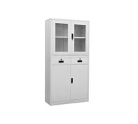 Armoire de bureau Gris clair 90x40x180 cm Acier et verre trempé