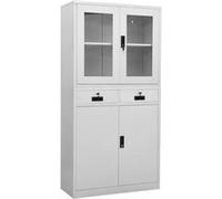 Armoire de bureau Gris clair 90x40x180 cm Acier et verre trempé Gris G