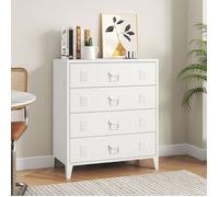 [en.casa] Commode Métallique avec 4 Tiroirs Casier de Bureau Caisson avec Compartiments Fermés Meuble de Rangement Industriel Acier 92 x 80 x 40 cm Blanc