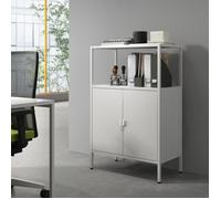 [en.casa] Armoire de Bureau Métallique Classeur Élégant Salon Casier de Bureau avec Portes et Étagères Acier 110 x 70 x 40 cm Gris Clair