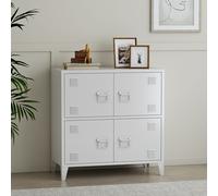 Armoire de bureau 'Hamina' avec 4 portes acier 80 x 40 x 82 cm blanc
