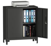 Armoire de bureau - HOMCOM - 2 niveaux - 2 portes verrouillables - métallique - 80 x 35 x 91 cm - noir