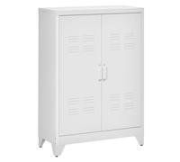 Armoire de bureau - HOMCOM - 3 niveaux - 2 portes et étagères réglables - en métal - 75 x 33 x 110 cm - blanc