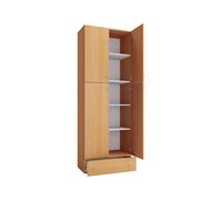 Armoire de bureau Lona (Portes battantes avec tiroir, imitation hêtre, XXL)