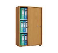 Armoire de bureau Lona (portes coulissantes, imitation hêtre, XL)