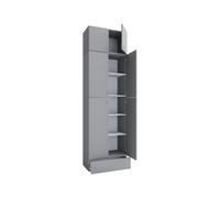 Armoire de bureau Lona (Portes tournantes, dessus et tiroir, gris, XXL)