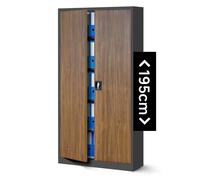 Jan Nowak Armoire de Bureau Métallique 4 étagères tôle d'acier revêtement en Poudre 195 cm x 90 cm x 40 cm (Anthracite/Imitation Bois)