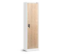 Armoire de Bureau Métallique C001A Tôle d'acier Verrouillable 4 étagères revêtement en poudre 185 cm x 45 cm x 40 cm (Blanc/Imitati