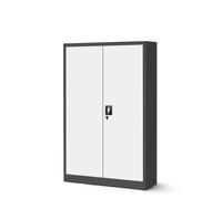 Armoire de Bureau Métallique avec 3 Etagères Tôle d'acier Portes Battantes