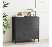Armoire de bureau métallique Hamina à 4 portes acier 82 x 80 x 40 cm noir
