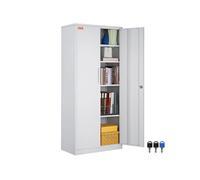 Armoire De Bureau Meuble De Rangement En Acier Capacité 90kg Par Etagère Blanc