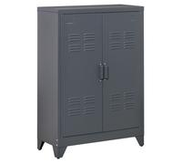 Armoire de bureau - meuble de rangement - HOMCOM - 3 niveaux métallique 2 portes étagères réglables - métal - gris