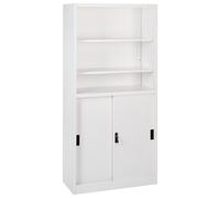 Armoire de Bureau Moderne à 2 Portes avec Étagères Ouvertes Verrouillage par Clé