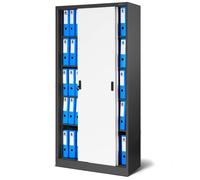 Jan Nowak Armoire de Bureau SD001 Armoire Métallique à Portes coulissantes tôle d'acier étagères revêtement en Poudre verrouillable 185 cm x 90 cm x 40 cm (Anthracite/Blanc)