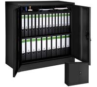 ARMOIRE DE BUREAU - TECTAKE - Armoire Métallique de Bureau de Rangement 2 Etagères Réglables à 2 Clés 90 cm x 40 cm x 90 cm - Noir