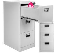 ARMOIRE DE BUREAU - TECTAKE - Armoire Métallique de Bureau de Rangement 3 Tiroirs 624 cm x 46 cm x 1028 cm - Gris