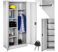 Armoire de bureau - TECTAKE - Meuble en métal avec 2 portes renforcées et 6 casiers verrouillables - Gris